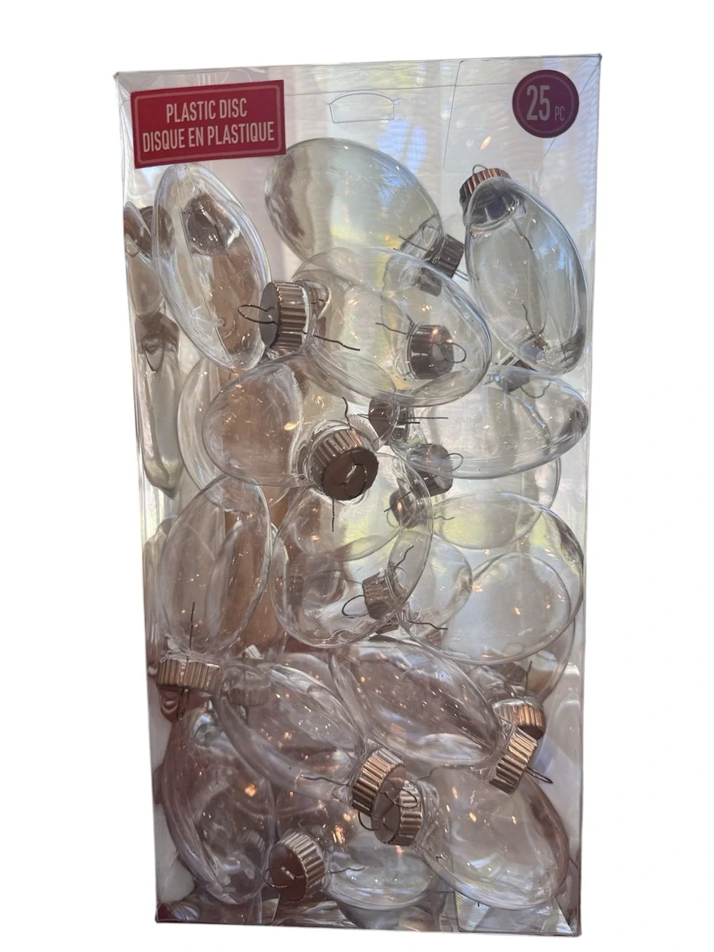 Make Market Clear Disc Plastic Christmas Ornaments 25 Pack 80mm Silver Tops